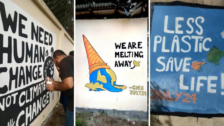 নোবিপ্রবিতে পরিবেশ সচেতনতা বৃদ্ধিতে কোইএন - এর রঙিন দেয়াল গ্রাফিতি 