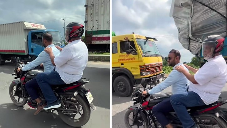 তীব্র যানজটে বাধ্য হয়ে মোটরসাইকেলে গন্তব্যে যাচ্ছেন সড়ক উপদেষ্টা