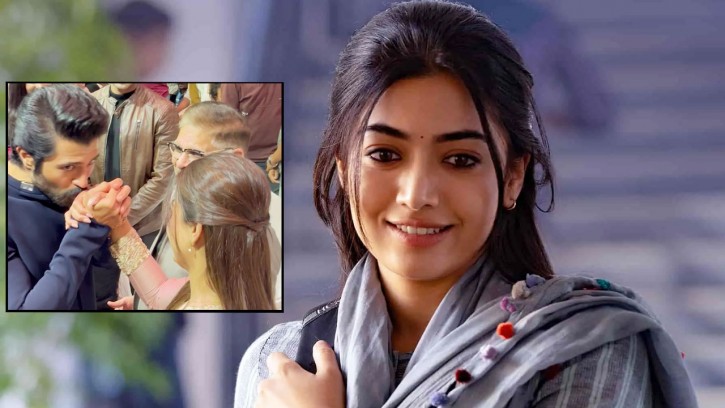 ভরা মঞ্চে রাশমিকার হাতে চুমু বিজয়ের, লজ্জায় নায়িকা!